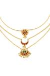 Buy_Zariin_Gold Plated Moon And Blooms Layered Necklace _Online_at_Aza_Fashions