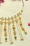 Shop_Zariin_Gold Plated Dancing Drapes Statement Necklace _at_Aza_Fashions