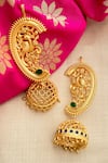 Buy_Zariin_Gold Plated Stones Opulent Heritage Jhumkas _at_Aza_Fashions