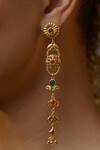 Shop_Zariin_Gold Plated Stones Gulbahaar Statement Earrings _at_Aza_Fashions