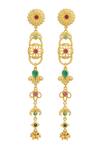 Buy_Zariin_Gold Plated Stones Gulbahaar Statement Earrings _Online_at_Aza_Fashions