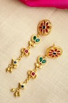 Buy_Zariin_Gold Plated Stones Melody Of Flowers Earrings _at_Aza_Fashions