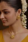 Shop_Zariin_Gold Plated Stones, Beads Floral Motif Necklace Set _at_Aza_Fashions