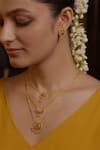 Shop_Zariin_Gold Plated Stones Floral Motif Necklace Set _at_Aza_Fashions