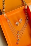 Shop_Zariin_Gold Plated Stones Floral Grace Embellished Necklace Set _at_Aza_Fashions