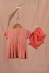 Shop_Minikin_Peach Georgette Bows, Ruffles Chikankari Dress _at_Aza_Fashions
