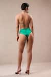 Buy_Pallavi Jaipur_Green Satin Embroidery Cowl , Halter Santa Monica Coverup And Bikini Set 