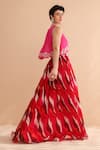 Shop_Pallavi Jaipur_Fuchsia Crepe, Chiffon Embroidery, Collar Boho Top With Lehar Print Skirt _at_Aza_Fashions