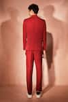 Shop_Nirmooha_Red Microfiber Ceremonial Flame Blazer With Pant _at_Aza_Fashions