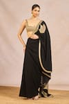 Buy_Masaba_Black Crepe, Tulle Embroidery, Stones, Zari, Aur Tum Pre-stitched Saree Set _at_Aza_Fashions