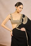 Masaba_Black Crepe, Tulle Embroidery, Stones, Zari, Aur Tum Pre-stitched Saree Set _at_Aza_Fashions