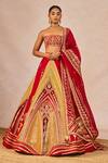 Buy_Masaba_Red Silk, Organza Embroidery, Stones, Beads, Garam Masala 12 Kalis Lehenga Set _at_Aza_Fashions