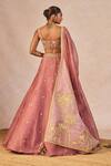 Shop_Masaba_Pink Organza Embroidery, Zari, Crystals, Pyaar Ke Charche 12 Kalis Lehenga Set _at_Aza_Fashions