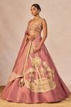 Shop_Masaba_Pink Organza Embroidery, Zari, Crystals, Pyaar Ke Charche 12 Kalis Lehenga Set 