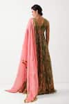 Shop_Pallavi Jaipur_Olive Green Chiffon, Silk Zari, Sequins, Subo Drishti Anarkali Pant Set _at_Aza_Fashions