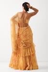 Shop_Pallavi Jaipur_Yellow Chiffon Sequins, Embroidery Sun Kissed Ruffle Lehenga Saree Set _at_Aza_Fashions