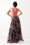 Shop_Pallavi Jaipur_Pink Chanderi, Chiffon Embroidery, Jaipur Cal Printed Skirt And Waistcoat Set _at_Aza_Fashions