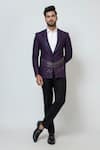 Buy_Yoseba_Purple Polyester, Cotton Salli Embroidered Blazer And Trouser Set For Kids_at_Aza_Fashions