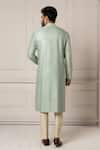 Shop_Minikin_Aqua Silk, Viscose, Dupion Embroidery Flower Kurta Set _at_Aza_Fashions