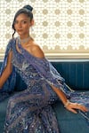 Buy_Amit GT_Blue Tulle Embroidery, Sequins One Shoulder Delphine Gown _Online_at_Aza_Fashions