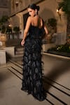 Shop_Amit GT_Black Tulle Feathers, Sequins Bandeau Neck Miss Shalini Passi Gown _at_Aza_Fashions