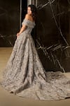 Shop_Amit GT_Gray Tulle Embroidery, Sequins Off-shoulder Samaira Gown _at_Aza_Fashions