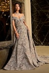 Buy_Amit GT_Gray Tulle Embroidery, Sequins Off-shoulder Samaira Gown _at_Aza_Fashions