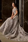 Buy_Amit GT_Gray Tulle Embroidery, Sequins Off-shoulder Samaira Gown _Online_at_Aza_Fashions