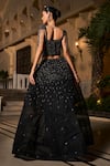 Shop_Amit GT_Black Tulle Embroidery, Sequins, Beads Sweetheart Elisa Ensemble Lehenga Set _at_Aza_Fashions