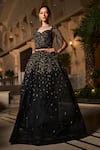 Buy_Amit GT_Black Tulle Embroidery, Sequins, Beads Sweetheart Elisa Ensemble Lehenga Set _Online_at_Aza_Fashions