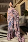 Buy_Amit GT_Lavender Tulle Embroidery, Sequins, Zari Anaira Floral Pattern Saree _at_Aza_Fashions