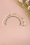 Buy_House Of Tuhina_Gold Pearls Mahika Crown Hair Band _at_Aza_Fashions