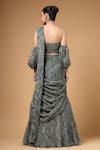 Gazab by Miku Kumar_Green Organza Sweetheart Neck Evara Print Pre-draped Lehenga Saree And Blouse Set _Online_at_Aza_Fashions