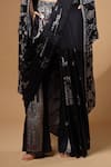 Gazab by Miku Kumar_Black Modal, Satin Collared, Nyrah Print Pre-draped Pant Saree And Jacket Set _Online_at_Aza_Fashions