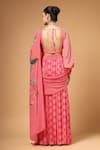 Gazab by Miku Kumar_Pink Crepe, Silk Embroidery Sweetheart Velura Print Pre-draped Saree With Blouse _Online_at_Aza_Fashions
