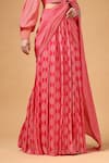 Gazab by Miku Kumar_Pink Crepe, Silk Embroidery Sweetheart Velura Print Pre-draped Saree With Blouse _Online