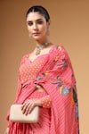 Buy_Gazab by Miku Kumar_Pink Crepe, Silk Embroidery Sweetheart Velura Print Pre-draped Saree With Blouse _Online