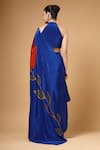 Gazab by Miku Kumar_Blue Crepe, Silk Embroidery, Zari Halter Auraya Pre-draped Saree With Blouse _Online_at_Aza_Fashions