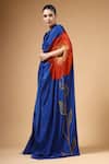 Buy_Gazab by Miku Kumar_Blue Crepe, Silk Embroidery, Zari Halter Auraya Pre-draped Saree With Blouse 