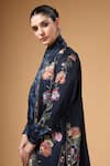 Shop_Gazab by Miku Kumar_Navy Crepe, Silk Embroidery, Sequins, Foil Elvya Cape And Pre-draped Saree Set _Online_at_Aza_Fashions