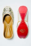 Shop_Loryphilory_White Aaina Embroidered Juttis _at_Aza_Fashions