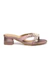 Nidhi Bhandari_Pink Pearls, Rhinestones, Embroidery And Stone Block Heel Sandals _Online_at_Aza_Fashions