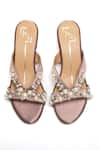Shop_Nidhi Bhandari_Pink Pearls, Rhinestones, Embroidery And Stone Block Heel Sandals _at_Aza_Fashions