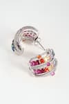 Shop_Modarta_Multi Color Gemstones, Crystals Gem Cluster Earrings _at_Aza_Fashions