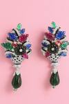 Buy_Modarta_Multi Color Gemstones, Crystals Floral Multicoloured Earrings _at_Aza_Fashions