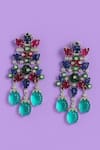 Buy_Modarta_Multi Color Gemstones, Crystals Floral Multicoloured Earrings _at_Aza_Fashions