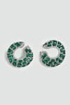 Modarta_Green Crystals, Stones Emerald Loop Earrings _Online_at_Aza_Fashions