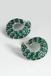 Buy_Modarta_Green Crystals, Stones Emerald Loop Earrings _Online_at_Aza_Fashions