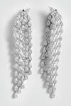 Shop_Modarta_Silver Plated Crystals Dual Drop Earrings _at_Aza_Fashions