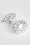 Shop_Modarta_Silver Plated Crystals Elegant Oval Earrings _at_Aza_Fashions